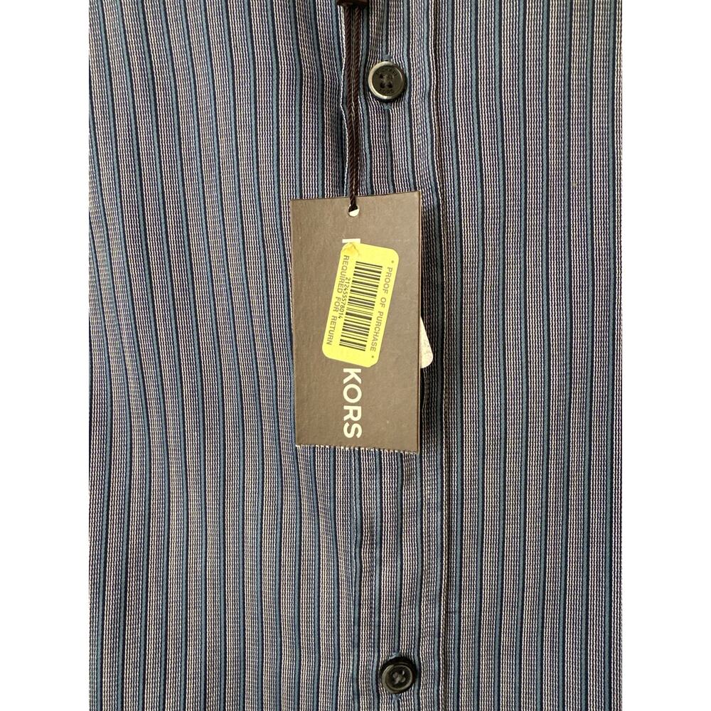Michael Kors Striped Blue Button Down Shirt Classic Fit Cotton Men's Size Large - Picture 3 of 7